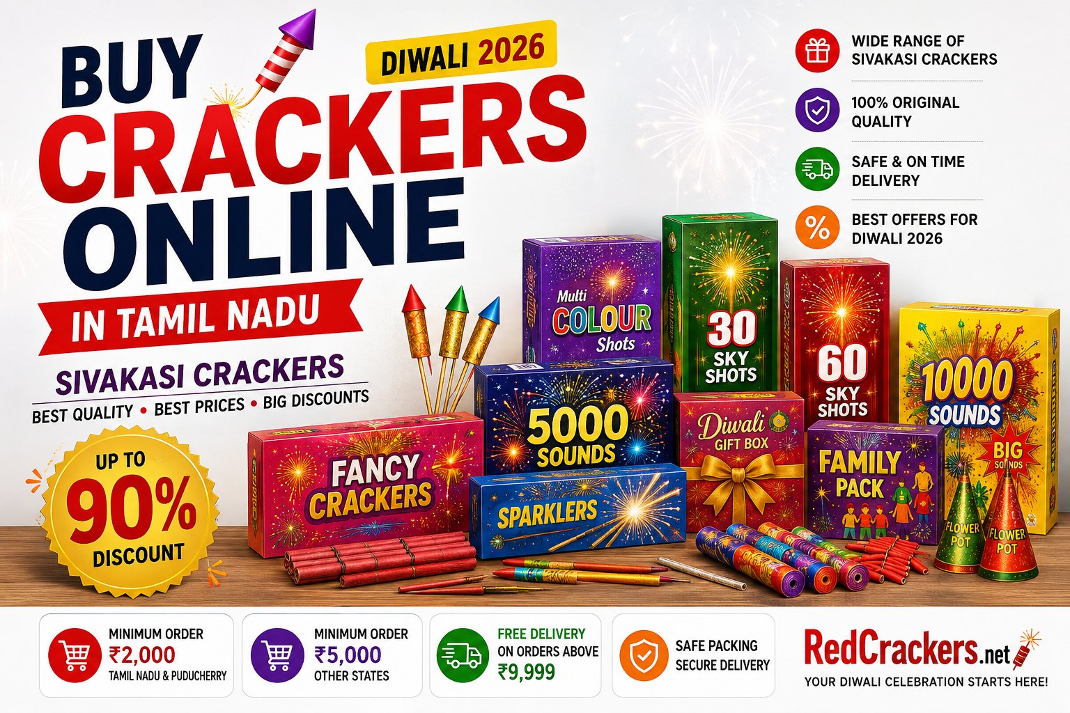 Buy Crackers Online in Tamil Nadu 2026 – Best Sivakasi Crackers, Prices & Diwali Offers